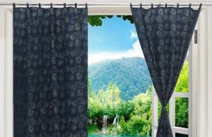 Floral hand block printed cotton curtain drapes balcony bedroom window valance treatment curtain