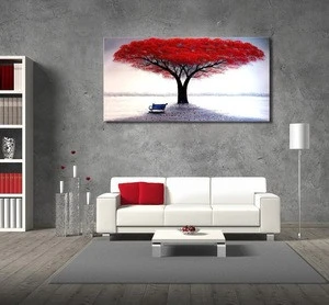 Flower Landscape Red Tree Flower Modern Abstract Painting Canvas