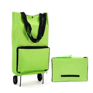 Foldable Supermarket Tugboat Bag Promotional Grocery Bags Cart On Wheels Mini Eco Friendly Reusable Folding Shopping Trolley Bag