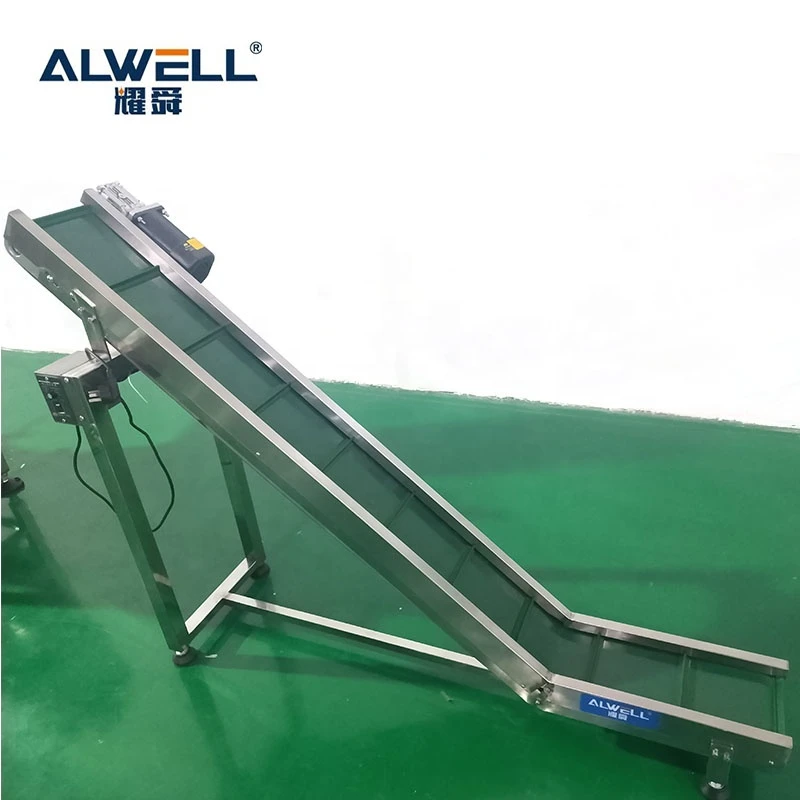 Food grade inclined belt conveyor machine with hopper price