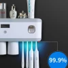For Bathroom 2 Cups Toothbrush Holder UV Sterilization Automatic Disinfection Toothpaste Rack Auto Toothbrush  Dispenser