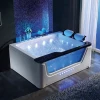 Freestanding acrylic modern minimalist black and white rectangular spa bathtub massage whirlpool twin bathtub bathroom bath