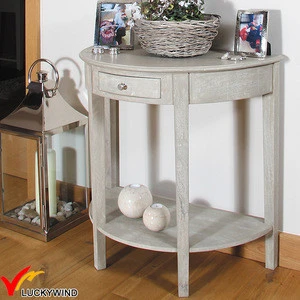 French vintage solid wood half moon console table