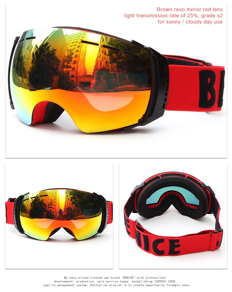 Full Revo Coating Ski Goggles OEM Logo for Strap Snow Activity Safety Eyewear