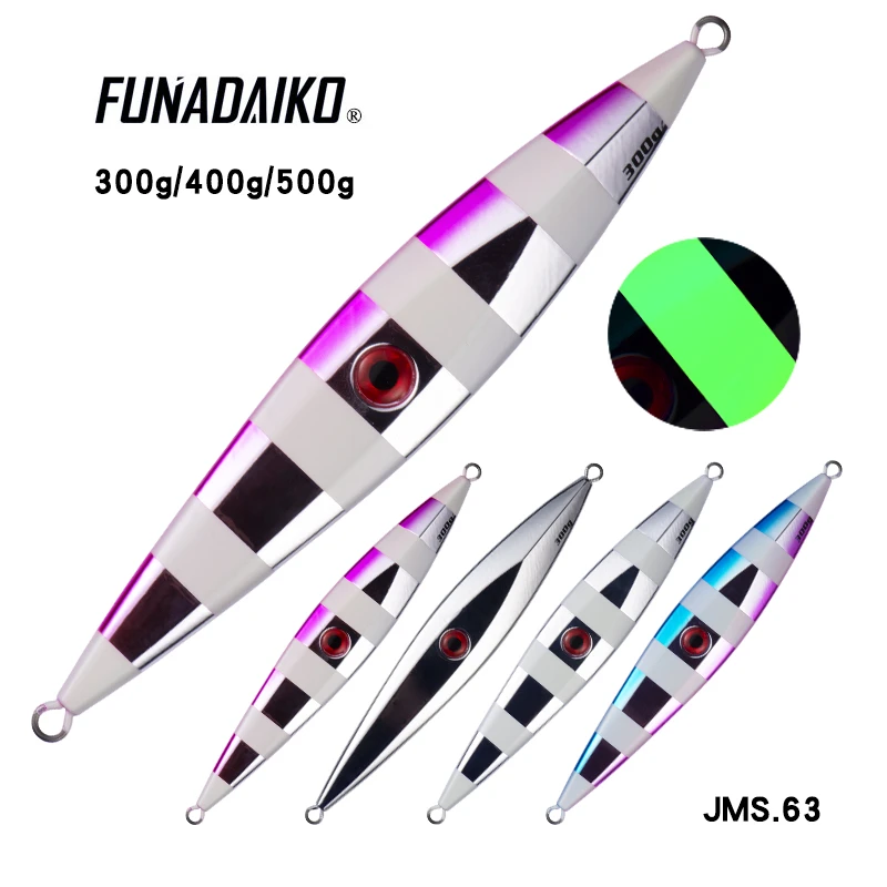 FUNADAIKO fishing equipment 300g/400g/500g electroplate fishing baits fishing metal jig lures