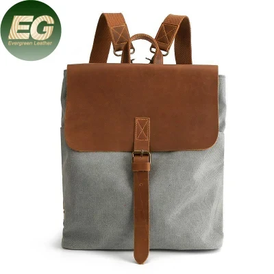 Ga64 Luxury Designer Travel Outdoor for Women Waxed Canvas Leather Bag Laptop Backpacks High Quality Custom Logo Waterproof Work Vintage Backpack