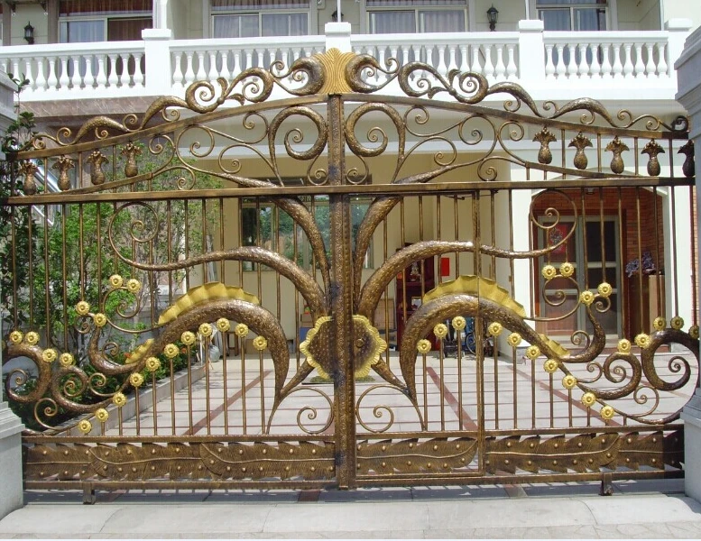 GD OKM CE certificated Modern Villa Style And Manual Control Opening Pattern Steel Double Gate