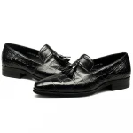 Genuine leather upper leather cow shoes Italian latest design tassel boat style crocodile men dress shoes fashion Loafers