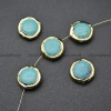 Gold plated Blue Howlite Coin Shape Flat Round Stone Beads DIY Jewelry making supplies