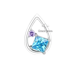 Grace Jewelry Slim Hollow Trendy Drip 925 Sterling Silver Water Drop Natural Stone Teardrop Pendant