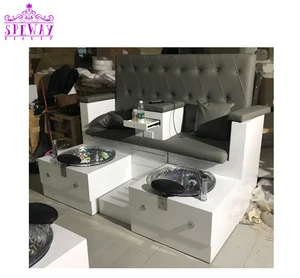 grey pu leather covers low price double pedicure station chair with vibration massage