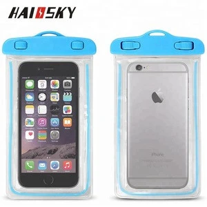 Haissky Promotional high quality luminous universal PVC mobile phone cover waterproof Bag/Pouch free sample