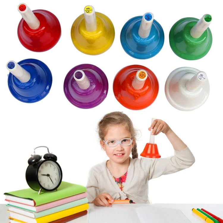 Hand Bell Set Color Percussion 8 Note Metal Hand Bell Set Music Hobby Training Children Music Enlightenment Education