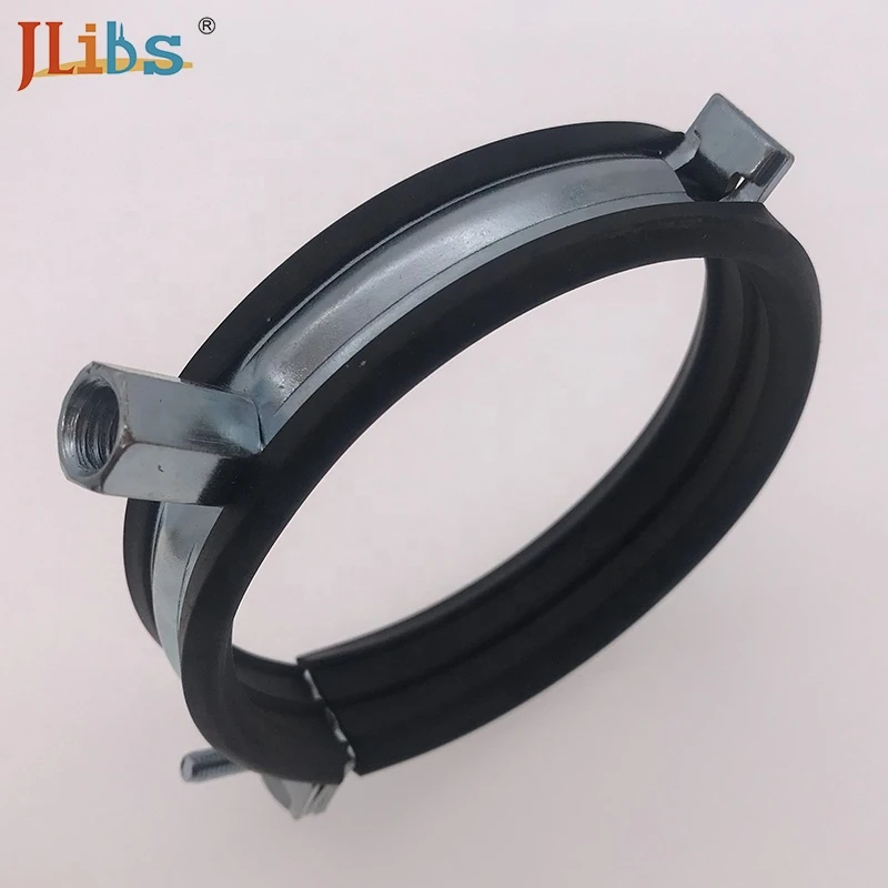 Hanger pipe clamp with M8+10 complex nut and rubber