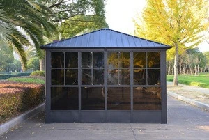 Hard top shell steel roof  aluminum frame  sunroom screen gazebo 12&#39;x14&#39; solarium