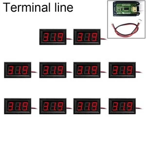 High Quality 10 PCS 0.56 inch 3 Terminal Wires Digital Voltage Meter with Shell, Color Light Display, Measure Voltage: DC 0-100V