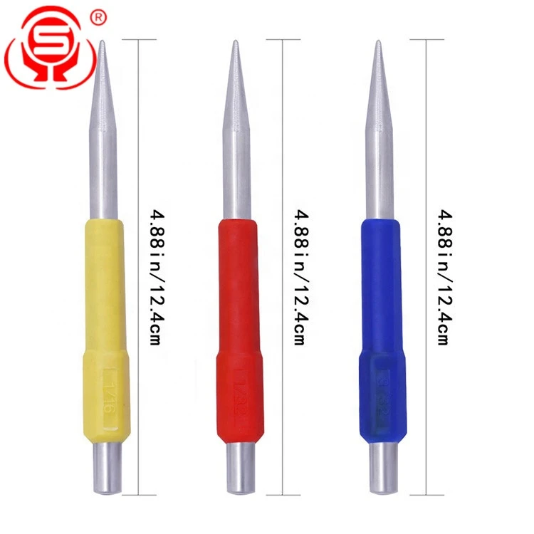 High Quality Assorted Color Nail Setter Center Punch Set Rubber Handle Metal Center Punches Set