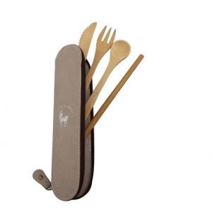 High Quality Bamboo Cutlery Set Reusable Includes Bamboo Knife Fork Spoon And Straw