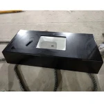 High Quality Bathroom Vanity With Pure Black Artificial Quartz Countertop
