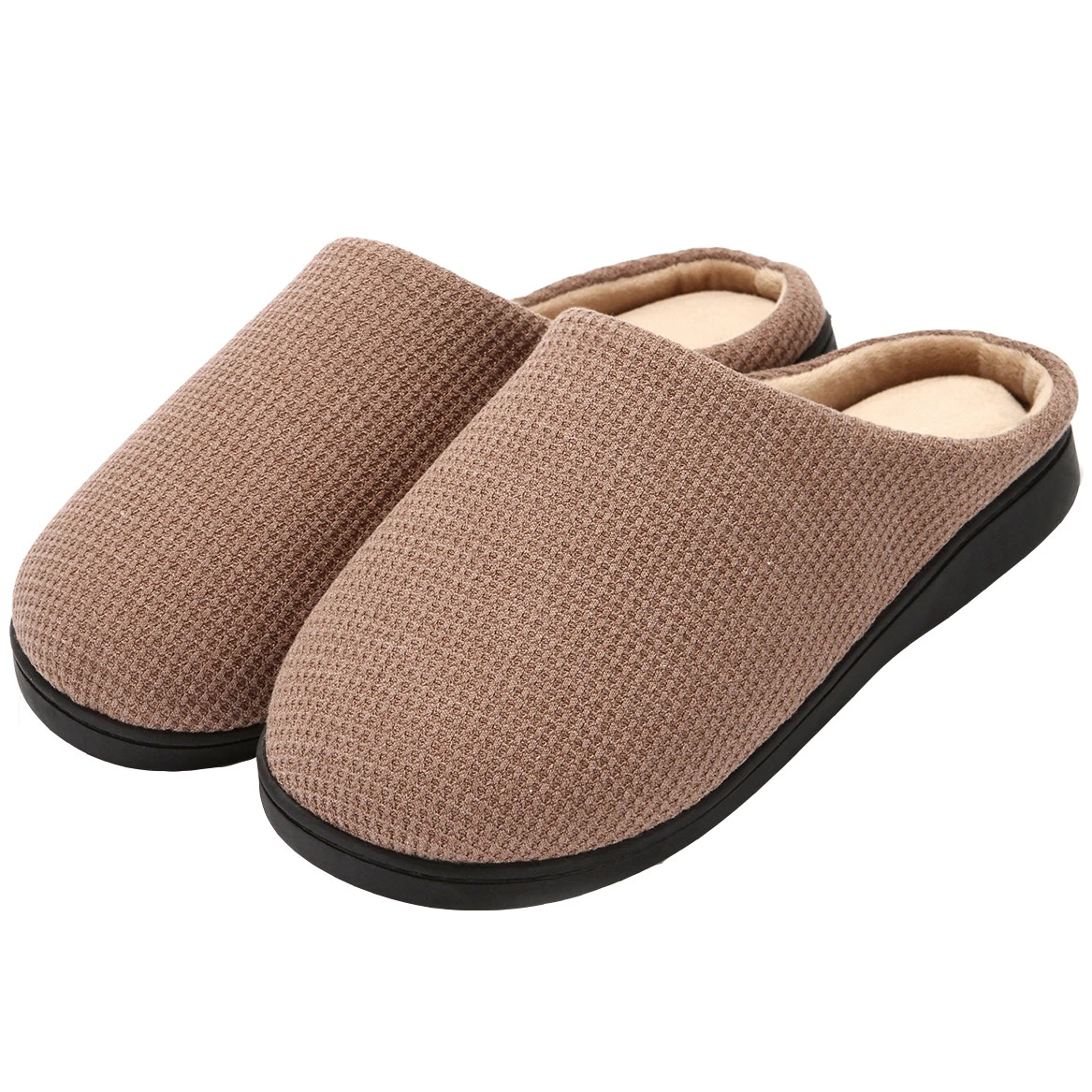 High Quality Memory Foam Two-Tone Coral Fleece Lined Clog Scuff House Shoes Indoor & Outdoor Winter Shoes Women Men Slippers