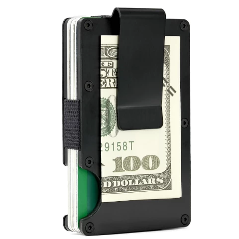 High Quality New Design Carbon Fiber metal wallet credit card holder bag &flat hard case wallet