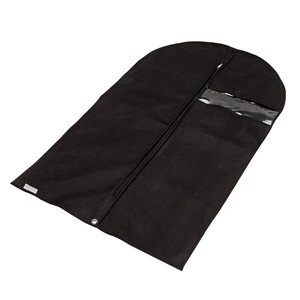 High quality rip- resistant foldable non woven suit garment bag with sturdy zipper and PVC window