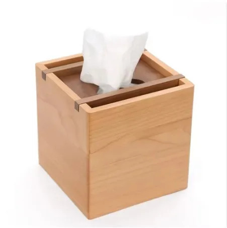 100%High quality Wood tissue box bedroom storage case stand box tissue box holder with wood lids for selling