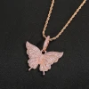 Hip-hop micro-inlaid zircon clavicle butterfly pendant men and women hiphop necklace street fashion personality jewelry