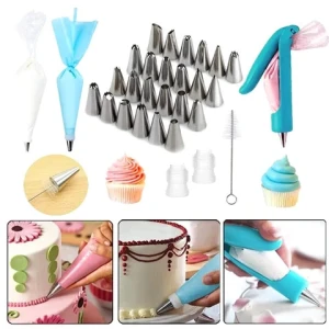 Homesun 101 Piece Cake Turntable Set Flower Mounting Mouth Heart-Shaped Silicone Mold Baking Flower Mounting Tool Set