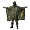 Hooded Rain Poncho Camo Emergency Raincoat for Mil Use with Ripstop Durable Polyester Tactical Camouflage Poncho