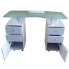 Hot sale manicure table top glass six drawers wheels with brake high quality modern nail salon equipment and furniture