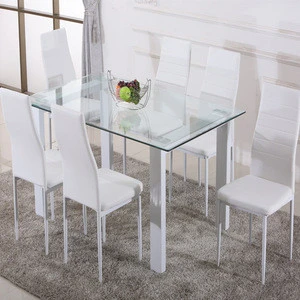 hot sale Morden glass top simple style home dining table