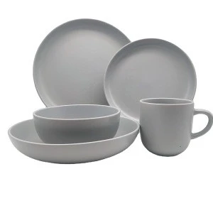 hot sale wholesale household cheap grey dinnerware matt glazed ceramic dinnerware sets stock ceramic tableware
