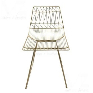 Hot sales restaurant chair Gold metal wire dining chair