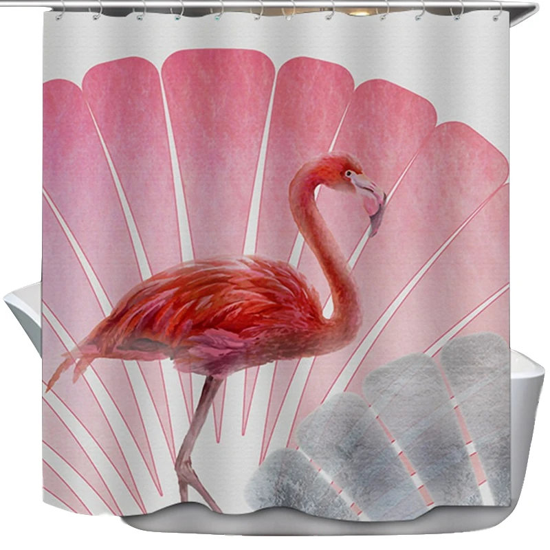Hot Sell digital Printing Waterproof Polyester Shower Curtain Of Flamingos