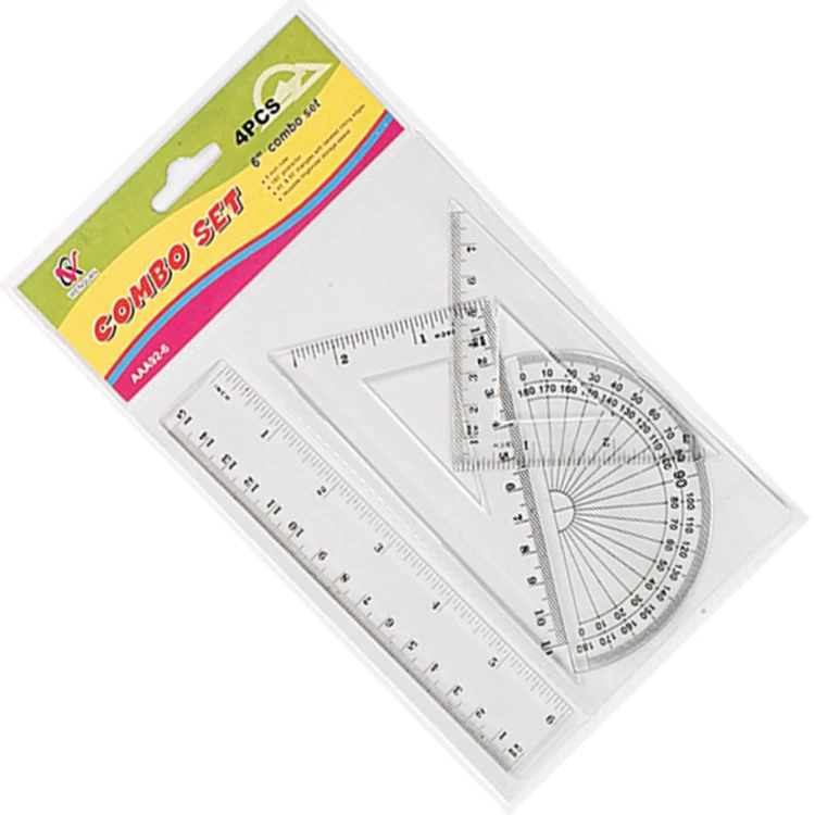 Hot Selling 4PCS15CM Transparent Plastic Scale Ruler For Students Professinal Ruler Set For  Designing