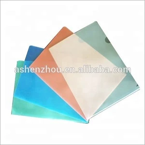 Hot selling cheap custom logo printed A4 size L shape document folders with clear plastic sleeve