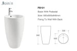 Hotel Sanitary Ware Ceramic Wash Hand floor Pedestal Basin  Chaozhou Factory (PB101)