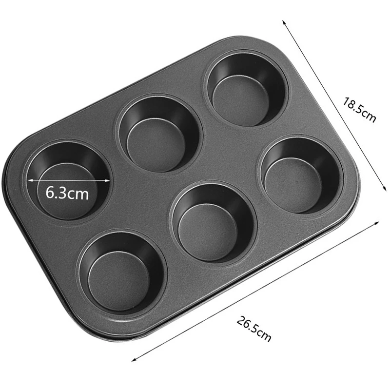 Hotsell!  Non-stick carbon steel 6 cups muffin cake mold baking tray cake pan cake tools