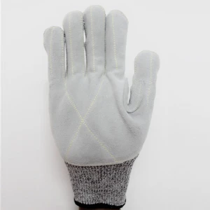 HPPE Cut Resistant Safety Gloves With Cow Split Leather On Palm