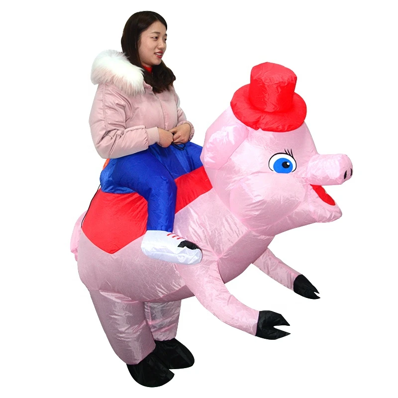 HUAYU Inflatable Dinosaur Costume Inflatable Cosplay Party Dress Blow Up Suit Pink Pig Halloween Party Costume