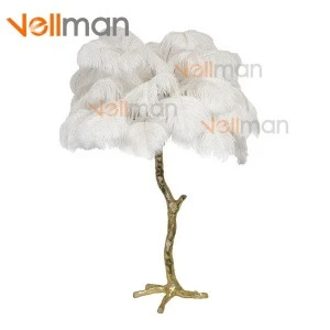 Ins hot product palm tree natural ostrich feather plume table lamp for centerpieces wedding decoration