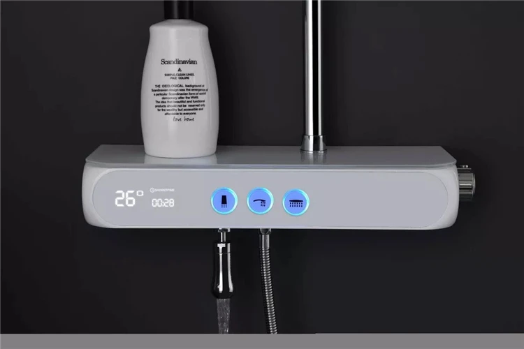 intelligent temperature display digital thermostatic bathroom shower mixer with push button