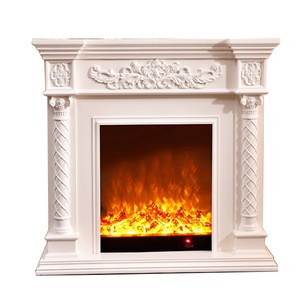 Ivory White antique fire place wood electric fireplace heater decoration chimeneas de madera talladas