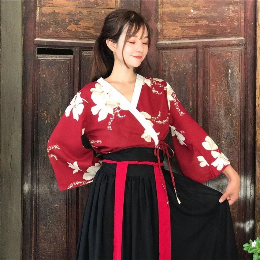 Japanese Style Kawaii Girls Yukata Summer Top Skirts Outfits Dress for Women Vintage Party Haori Asian Clothes
