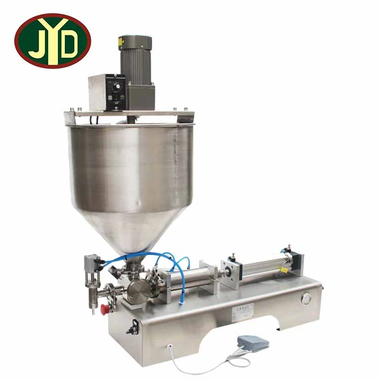 JYD G1WG 10-100ml One Head Automatic Paste Filling Packing Machine With Mixing Tank Hopper Pneumatic Piston Filling Machine