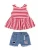 Import Kids Girl Summer Clothing White/Red Striped Ruffle Tank Top and Distressed Jean Shorts 2 pieces Outfit Toddler Summer Set from China
