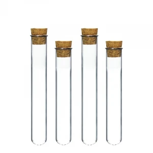 Kitchen Accessories Food Container Tube with Cork Clear Round Borosilicate Glass Frost Screw Cap