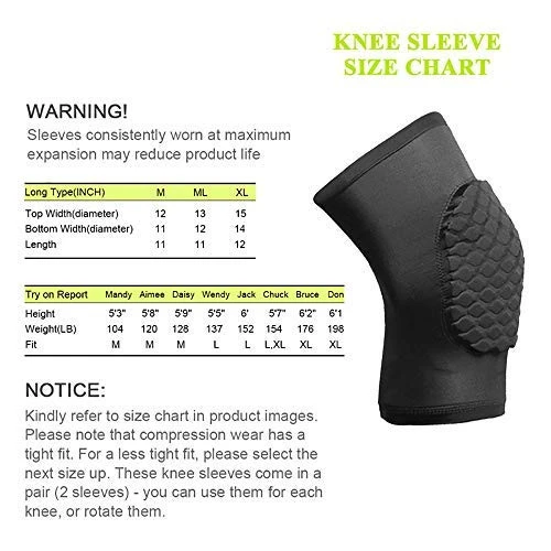 Knee Compression Sleeves Hex Knee Pads Compression Leg Sleeve for Basketball, Volleyball, Weightlifting, and More