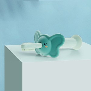KUB animal shape kids toothbrush cute baby elephant replaceable head soft silicone bristle children toothbrushes
